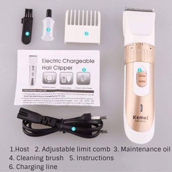 KEMEI KM-9020 Professional Electric Rechargeable Cordless Hair Clipper