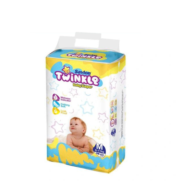 Medium (6-11kg) 40 Pcs Savlon Twinkle Baby Belt Diaper